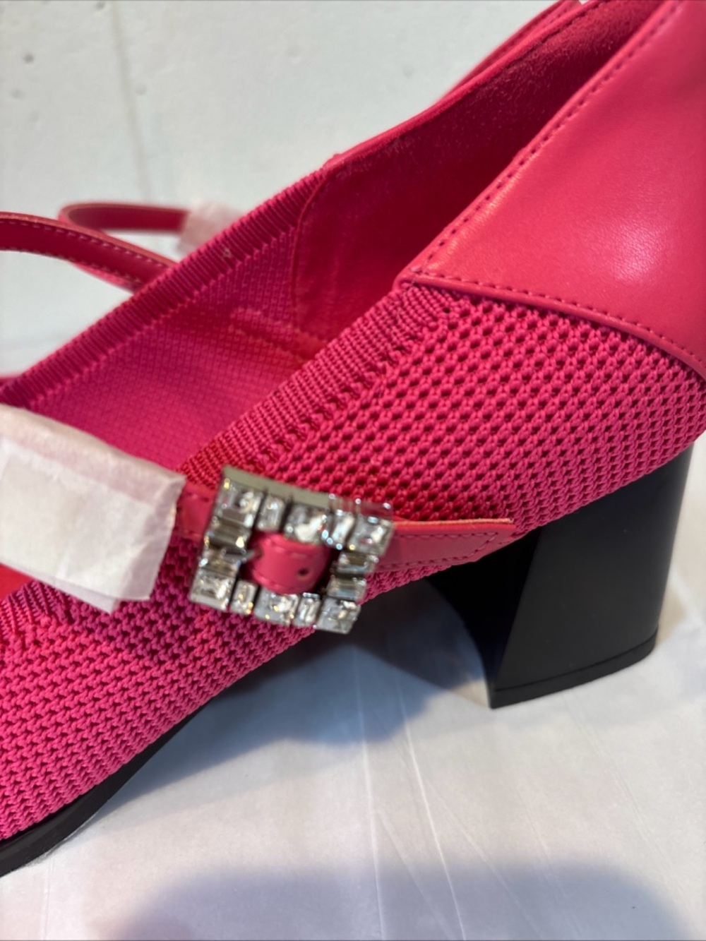 Cozy Island women’s pink Mary Jane heels rhinestone buckle size 10 - Picture 4 of 8
